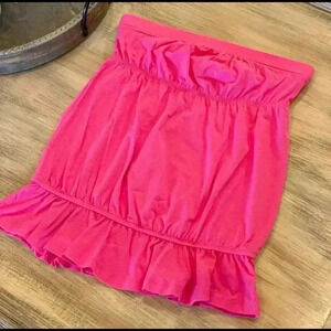 MODA International vintage strapless hot pink top-built in bra/liner-size L-NWOT